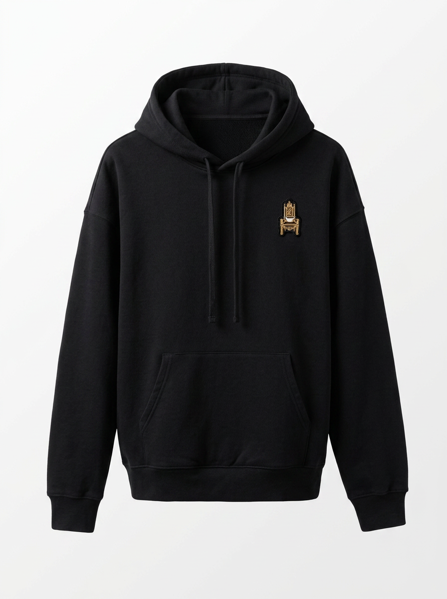 Black Hooded Sweatshirt with Throne Patch